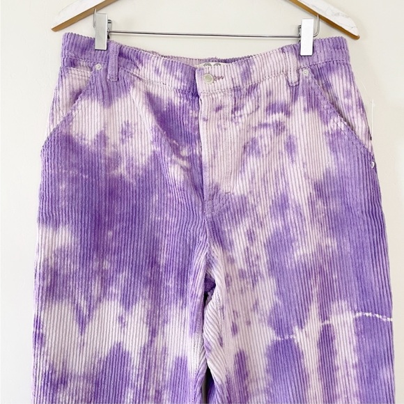 Free People Corduroy Tie Dye Reese Pitched Straight Cord Pants Purple - Picture 2 of 15
